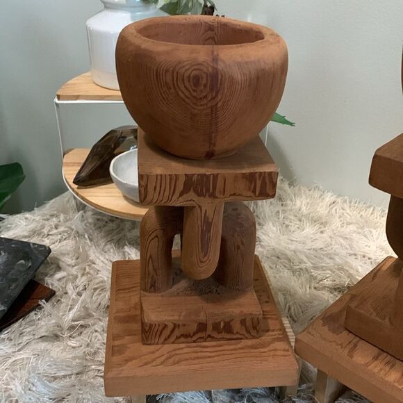 Bundle Of 2 Handcrafted Unique Raw Wooden Accent Decor Pieces - Picture 12 of 17